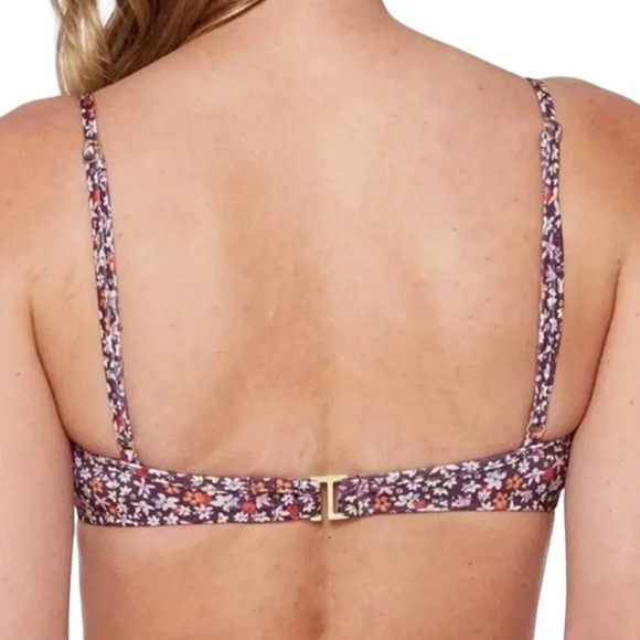 NWT Sanctuary Underwire Purple Micro Garden Shirred Ruffle Bikini Top Size M - Picture 2 of 10